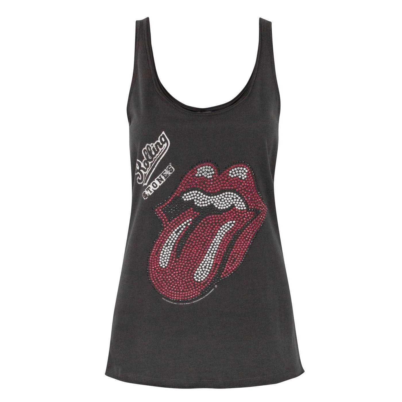 Amplified Womens/Ladies The Rolling Stones Diamante Lick Tank Top ...