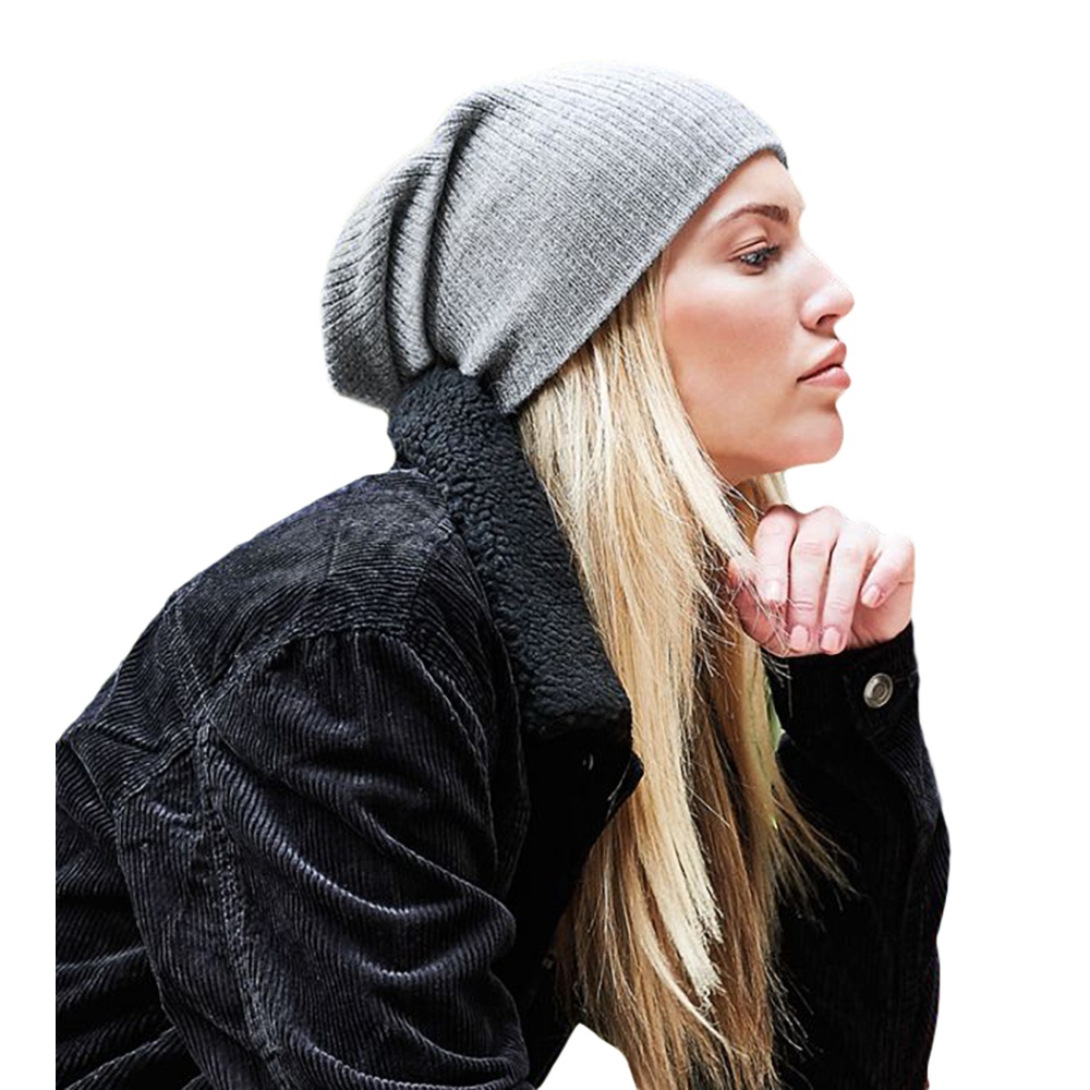 Beechfield Heavy Gauge Slouch Beanie (One Size) (Heather Grey)