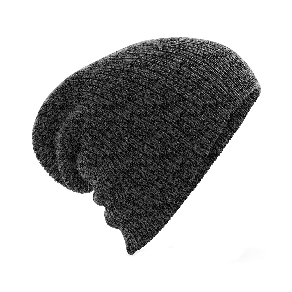 Beechfield Heavy Gauge Slouch Beanie (One Size) (Black)