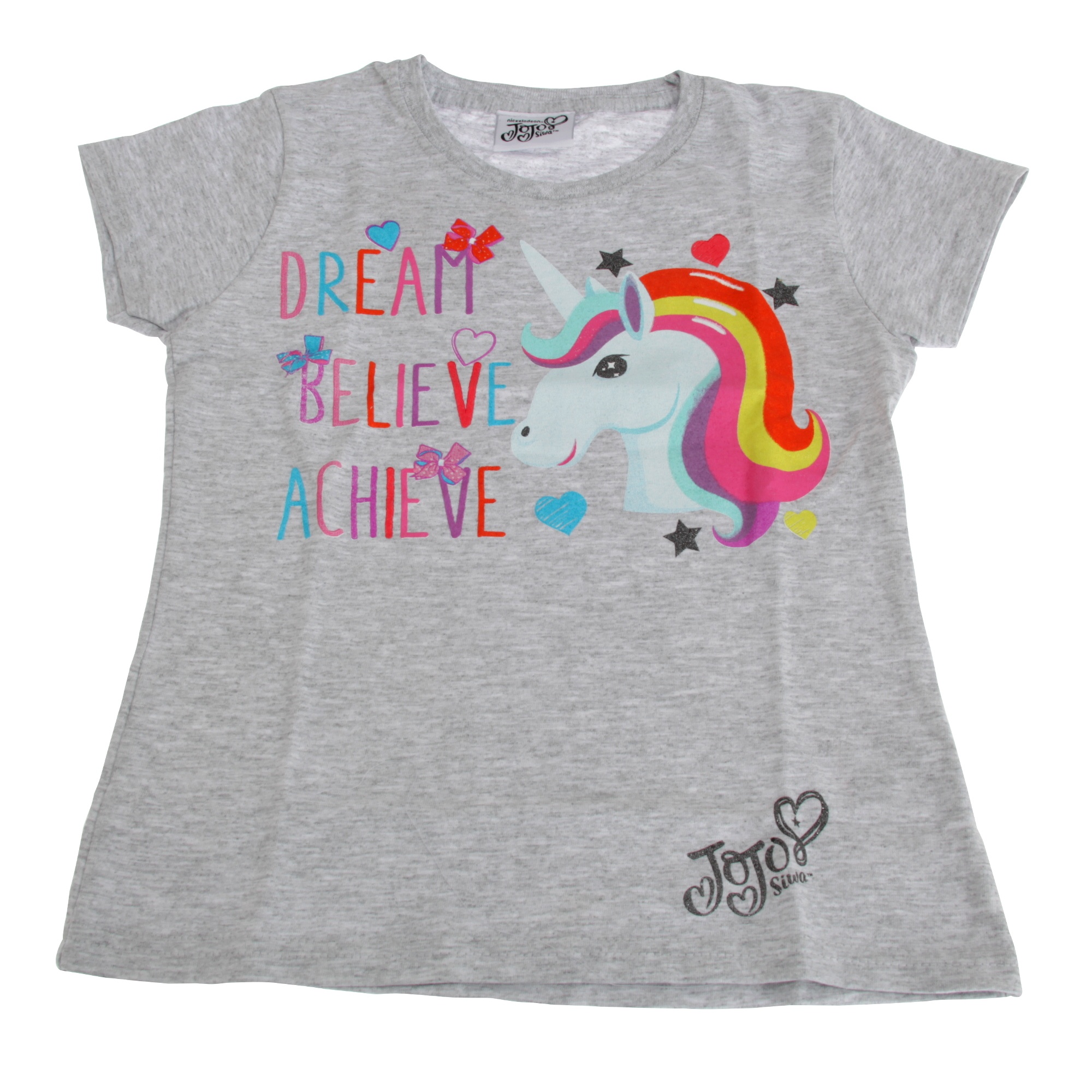 jojo siwa childrens girls dream believe achieve unicorn t shirt pg120