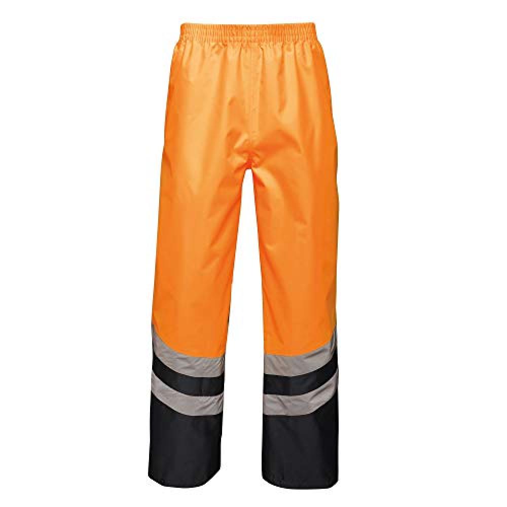 Regatta Unisex Hi Vis Pro Reflective Work Over Trousers (L) (Orange/Navy)