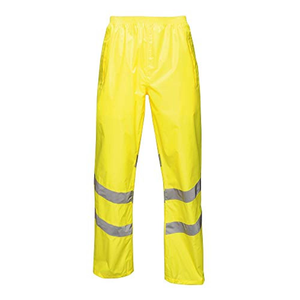 Regatta Unisex Hi Vis Pro Reflective Packaway Work Over Trousers (XXL) (Yellow)