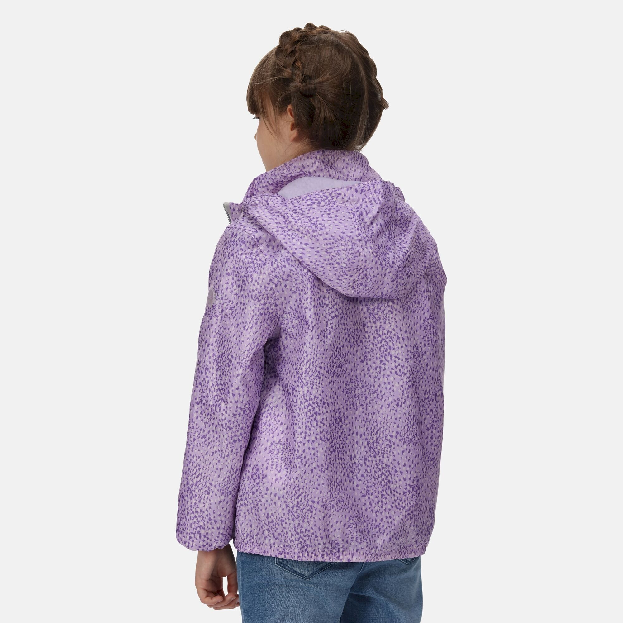 Regatta Girls Catkin Animal Print Waterproof Jacket Pastel/Lilac 11-12 Years