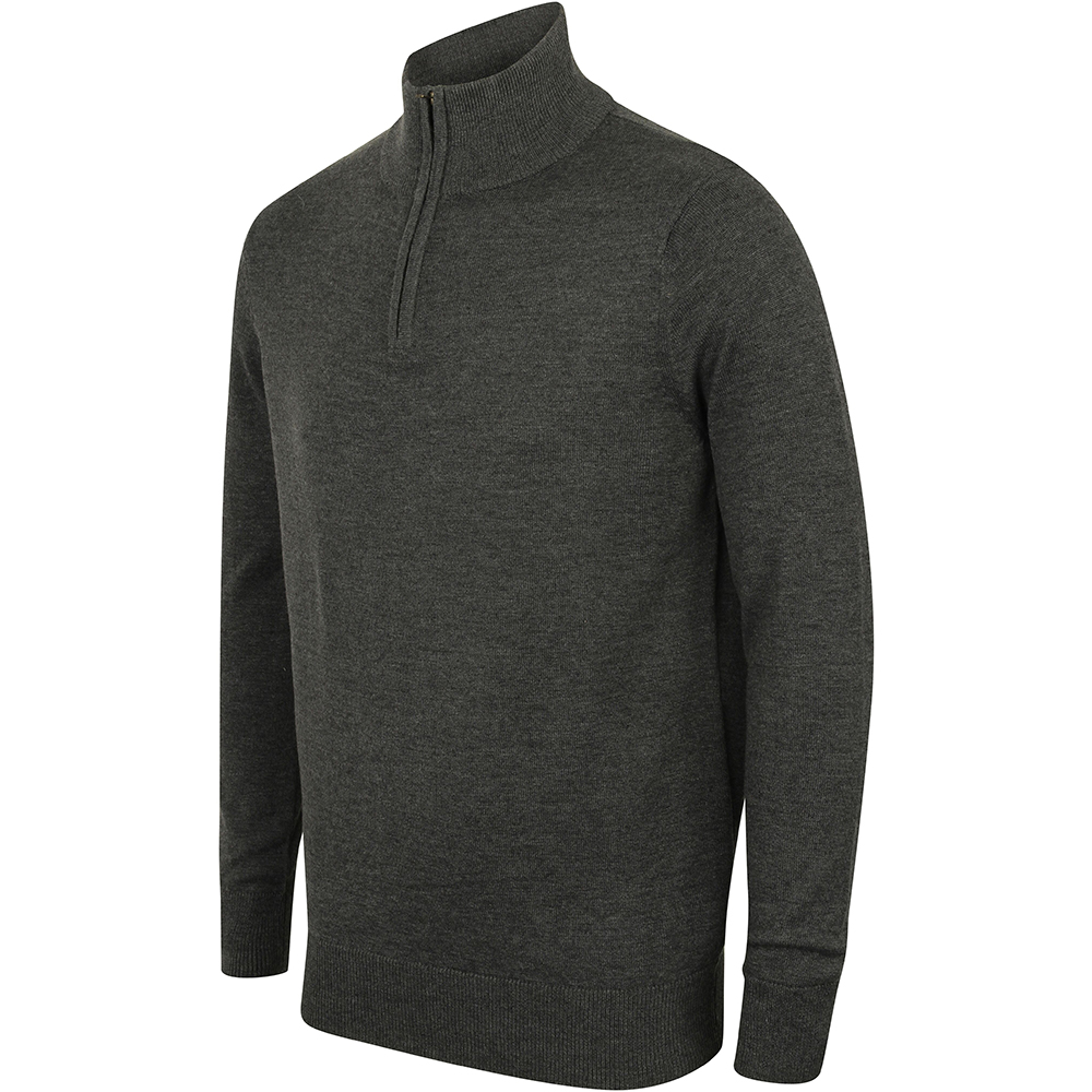 Henbury Mens 1/4 Zip Long Sleeve Sweater (RW5289) | eBay