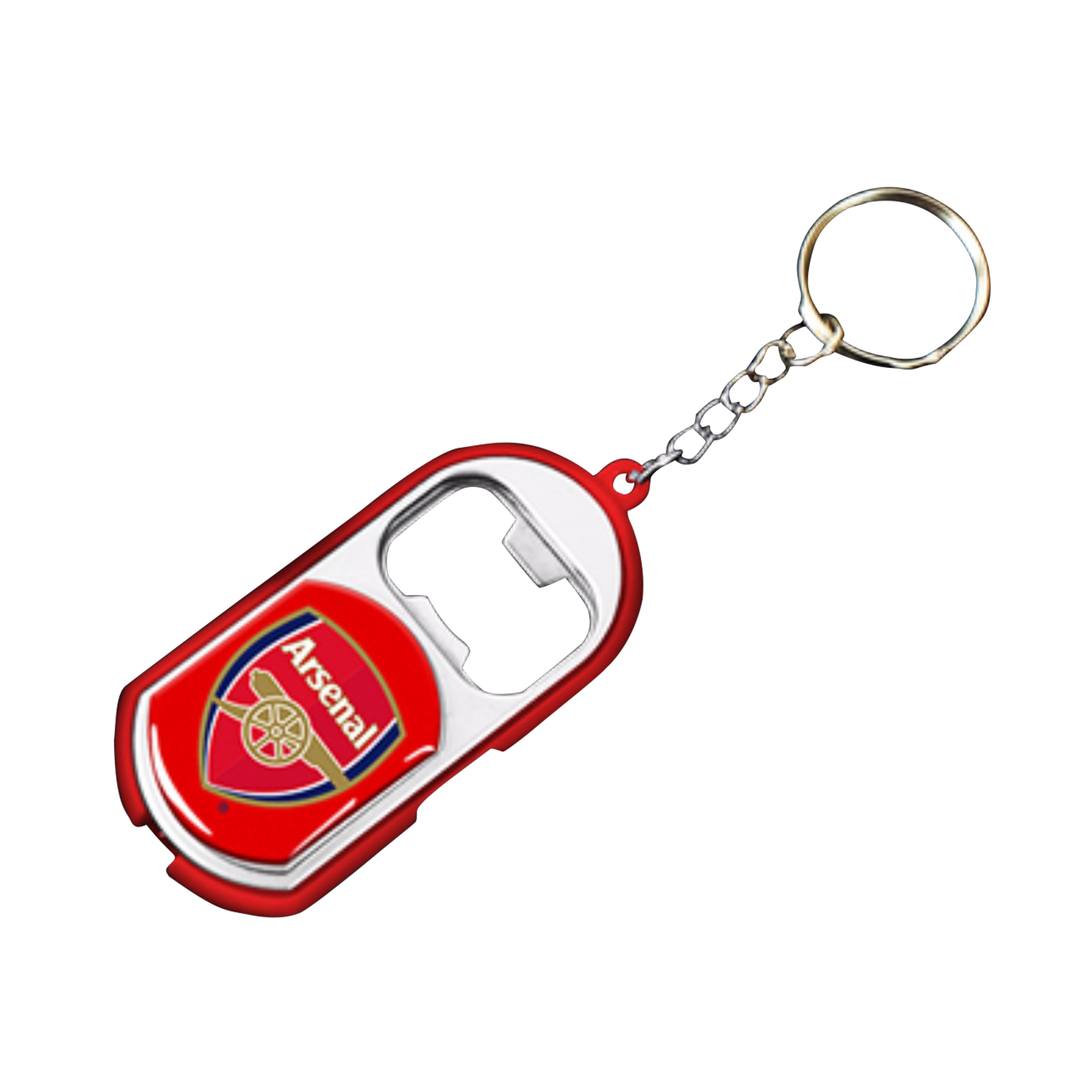 Arsenal FC Official Crest Design Bottle Opener Keyring With Torch (One Size) (Red)
