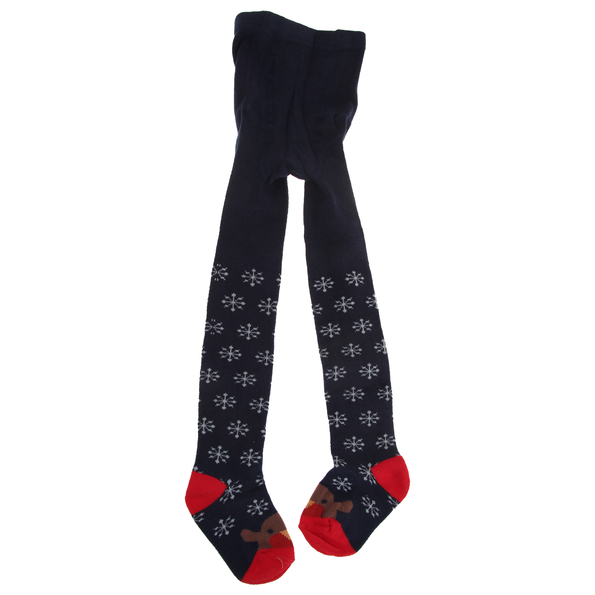 Childrens Girls Cotton Rich Festive Tights (1 Pair) (7/8 Years) (Navy)