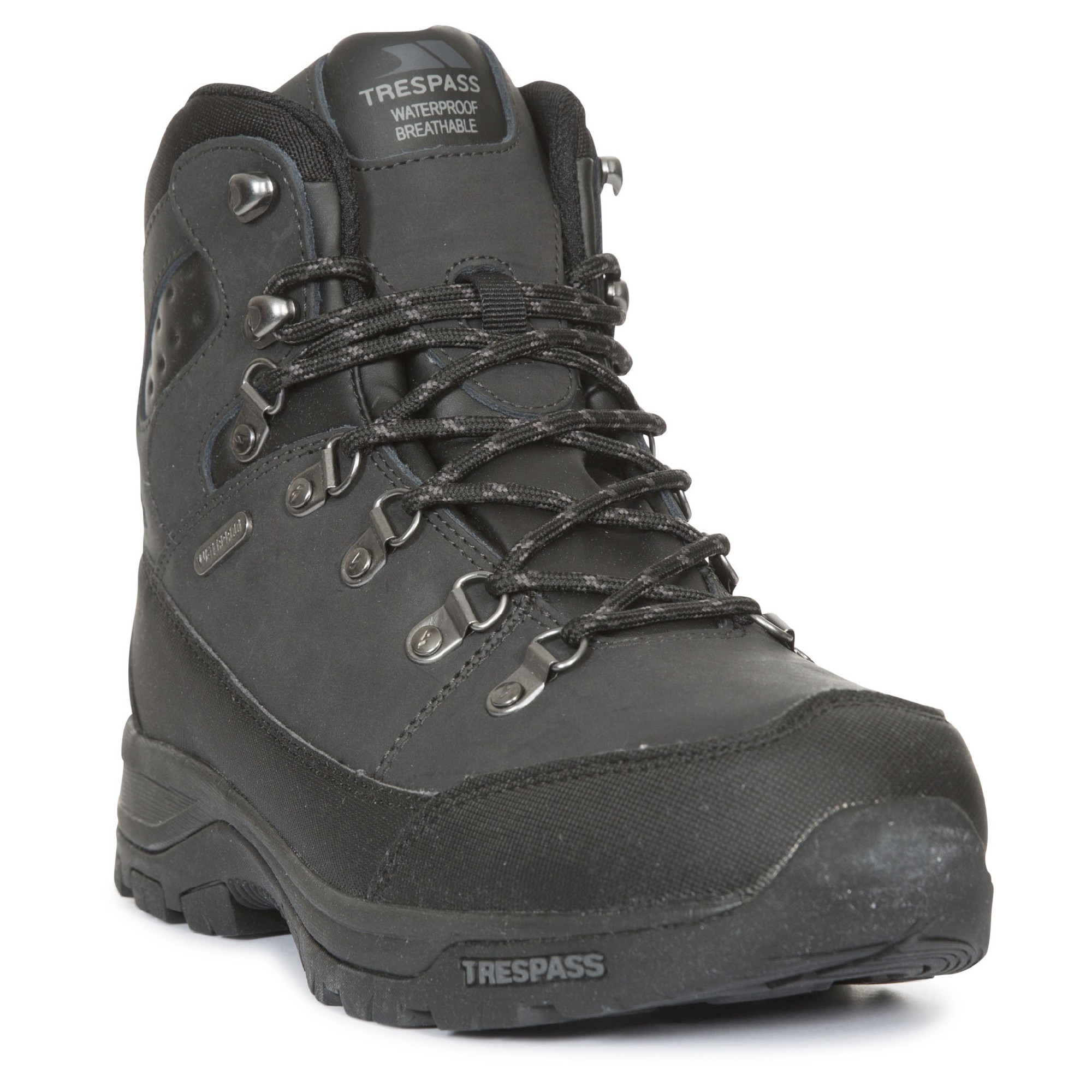 Trespass Mens Thorburn Leather Waterproof Hiking Boots (7 UK) (Black)