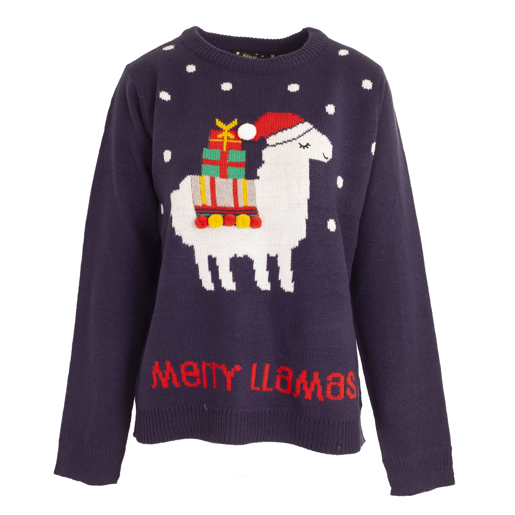 Brave Soul Womens/Ladies Christmas `Merry Llamas` Jumper (XS) (Navy)