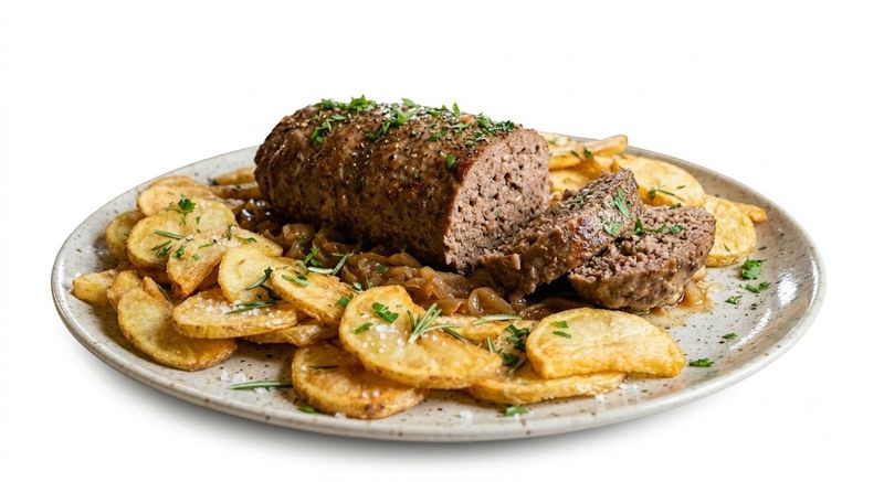 Polpettone di manzo con patate chips