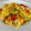 Tagliolini gamberetti,fiori di zucca e pomodorini