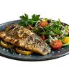 Filetto di branzino al forno con insalata