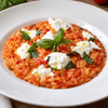 Risotto con bufala, pomdorini e basilico