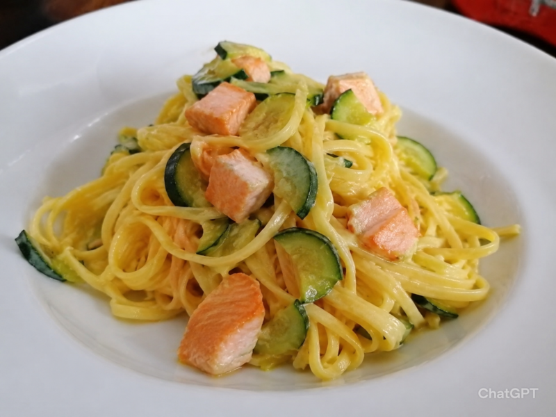 Tagliolini salmone e zucchine