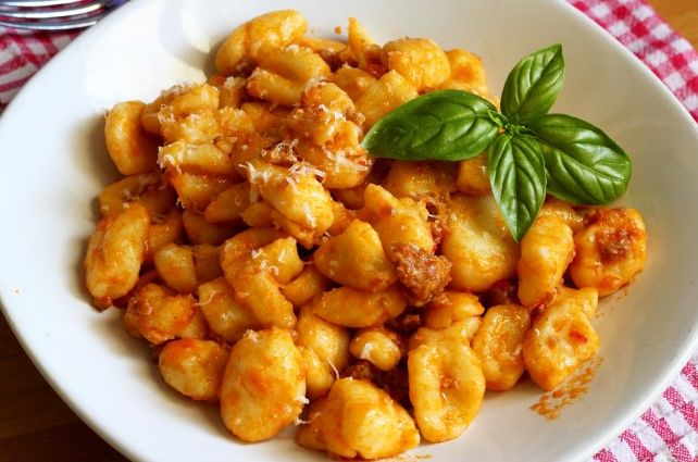 potato gnocchi in bolognese sauce