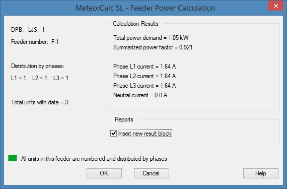 MeteorCalc SL - Feeder Power Calculation