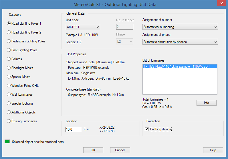 MeteorCalc SL - Street Lighting Unit Data
