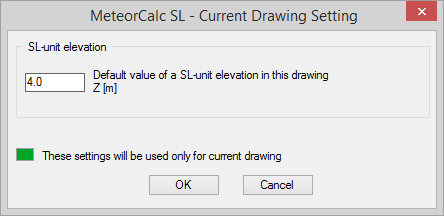 MeteorCalc SL - Current Drawing Settings