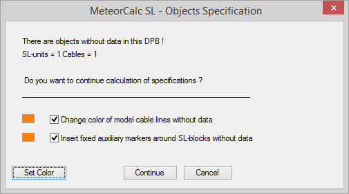 MeteorCalc SL - SLU and Cables without data