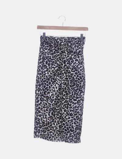 Falda midi animal print nudo