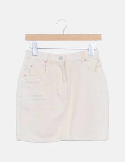Falda denim beige