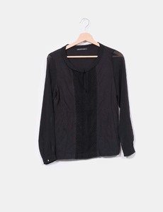 Blusa negra mangas de gasa Purificacion Garcia