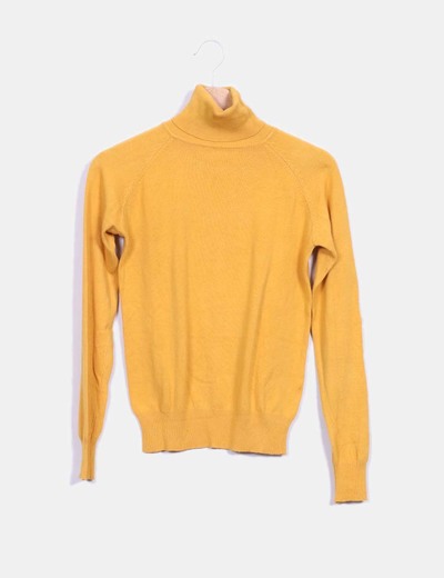 À Roulé Moutarde Pull Tricot En Col WYq4fZH5