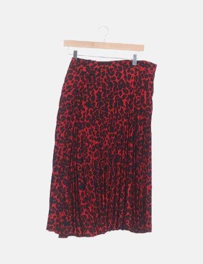 Falda maxi animal print rojo