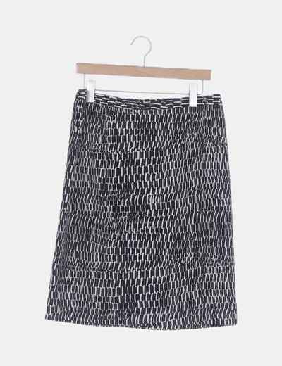 Falda fluida estampado negro