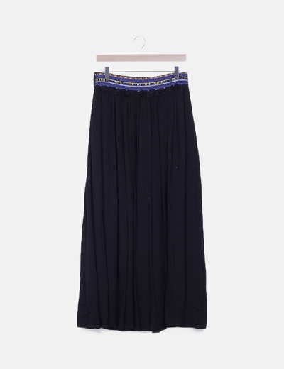 Maxi falda negra étnica