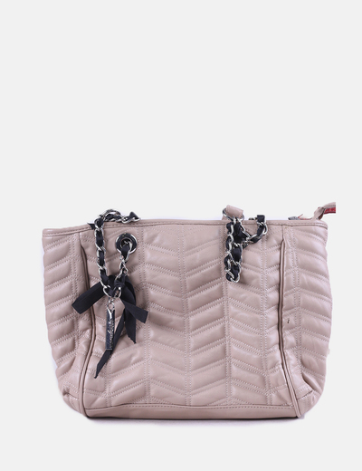 bolso acolchado beige
