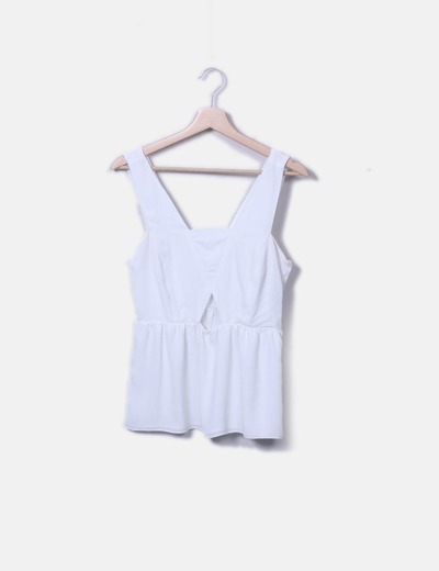 Blusa Triángulo Zara Blanca Detalle Blanca Blusa q7nZq6U