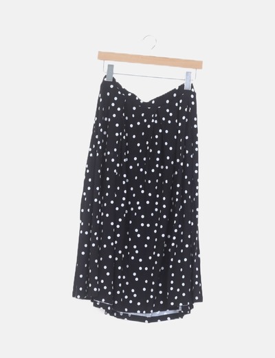 Falda maxi negra con topos
