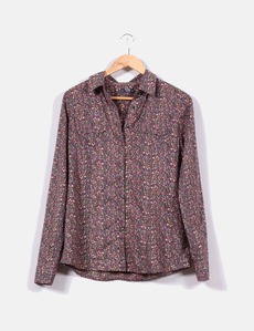 Camisa marrón print flores Pull & Bear