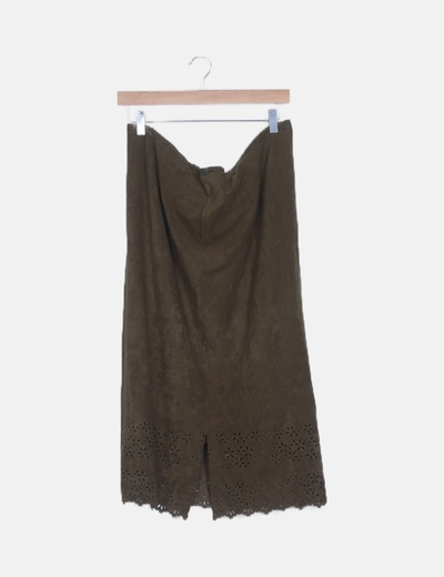 Falda verde de antelina