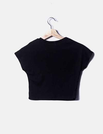Negra Corta Camiseta Corta Camiseta Camiseta Manga Manga Negra OZTiPkXu