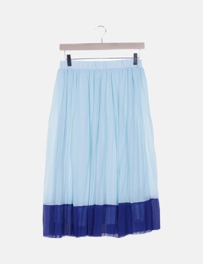 Falda plisada midi azul