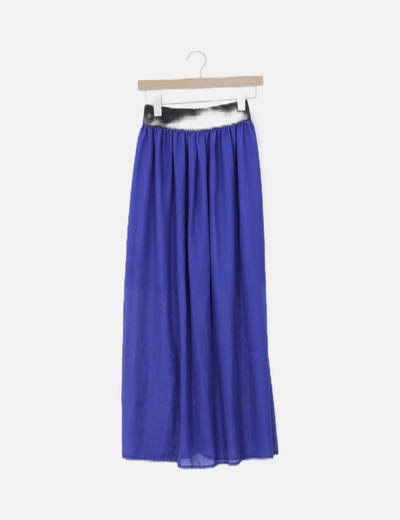 Falda azul larga cintura elástica