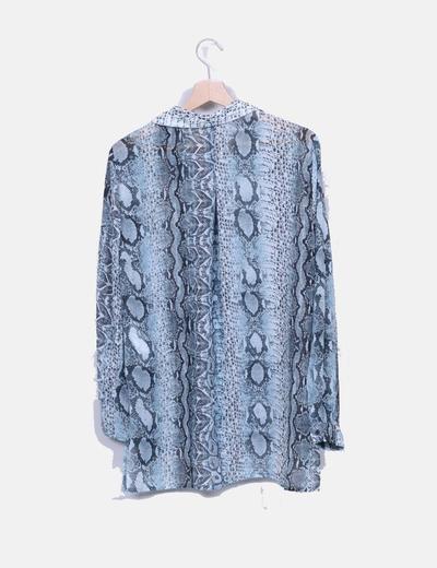 Stradivarius Estampado 81 Camisa Serpiente Micolet descuento Fluida Azul HPwH6xrq