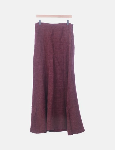 Falda larga granate de lino