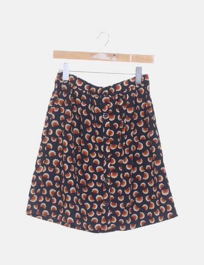 Falda midi estampada botones