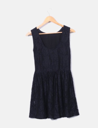 Negro Encaje Con Vestido Tirantes De ED9HI2
