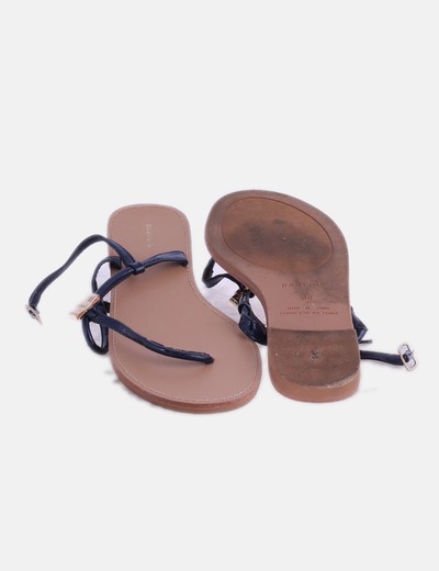 Azul Marino Sandalia Con Plana Tiras rtQdsh