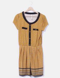 Vestido color mostaza estampado Springfield