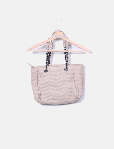bolso acolchado beige