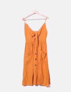 Robe orange midi boutonnée Lucy Wang