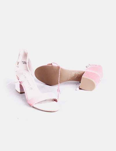 Terciopelo Sandalias Rosa Tacón Rosa Sandalias Tacón Con Con Rosa Sandalias Terciopelo A5L4R3j