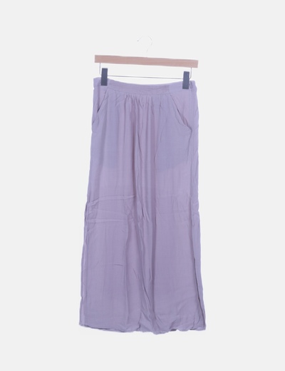 Falda larga gris con abertura