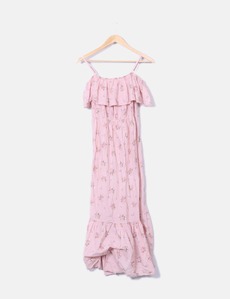Maxi vestido rosa floral NoName