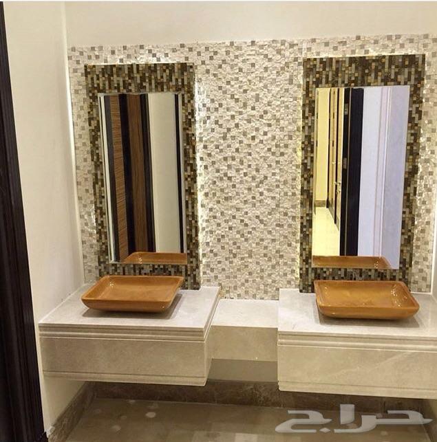 مغاسل رخام طبيعي وجدران حجر ديكور