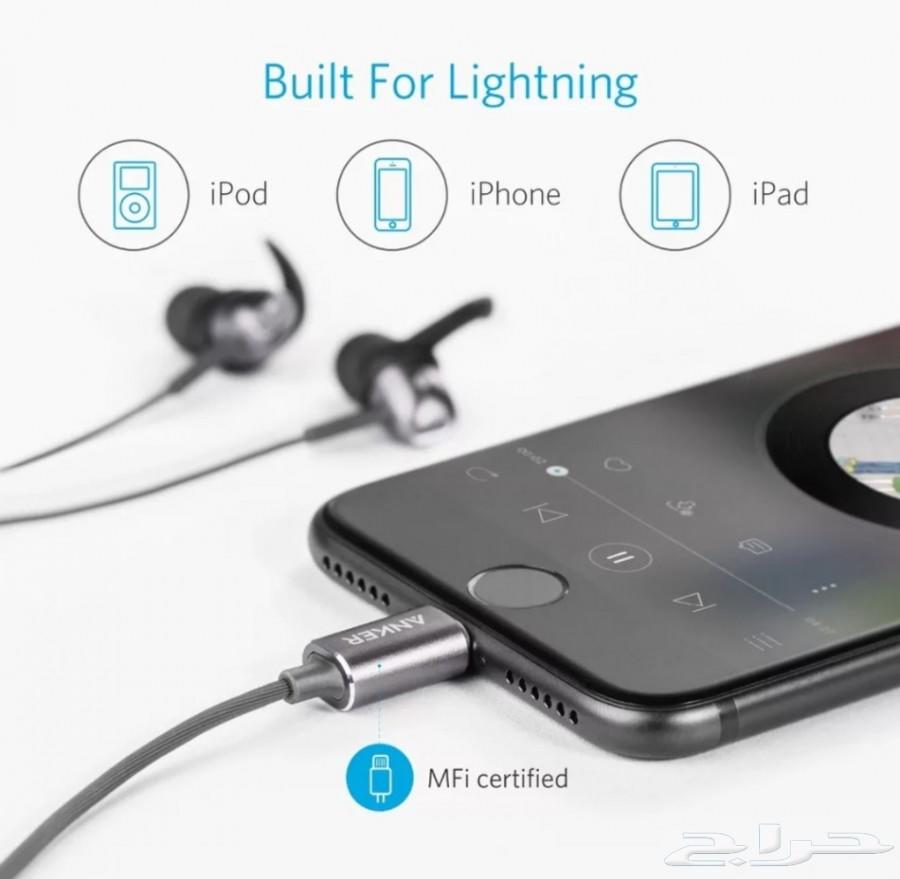 سماعات ايفون 7و8و10X انكر الأصلي soundbuds IE